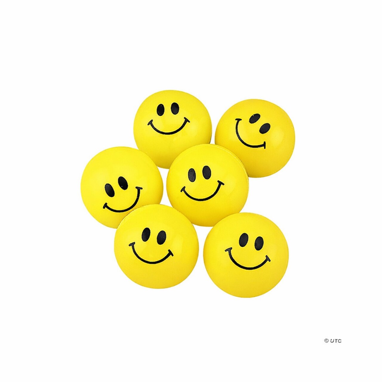 Smiley Squeeze Balls 2.5" – 8 Pack – Stress Relief Fidget Balls for Kids – Yellow – Classroom Prizes, Party Favors & Sensory Toys